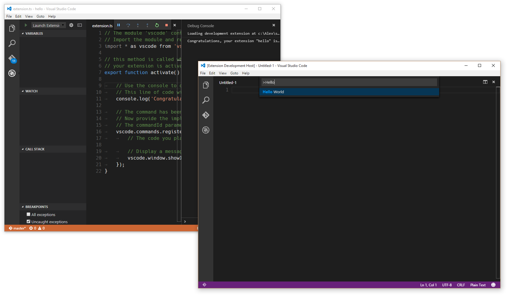 Код hello world. Visual Studio code hello World. Hello World в консоли. Консоль визуал. Консоль vs code.